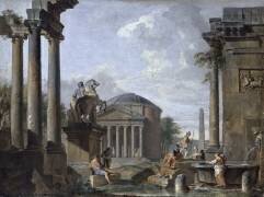 Landscape with Roman Ruins (Giovanni Paolo Pannini) - Muzeo.com