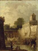 Lavandières dans les fossés d'une ville italienne (Hubert Robert) - Muzeo.com