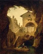 Lavandières, la fontaine sous la grotte (Hubert Robert) - Muzeo.com