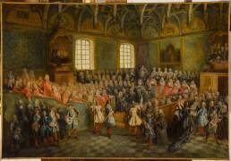 Le Lit de Justice tenu au Parlement à la majorité de Louis XV (22 février 1723) (Nicolas Lancret) - Muzeo.com