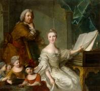 Le Peintre Jean-Marc Nattier représenté entouré de sa femme et de ses quatre enfants (Jean-Marc Nattier) - Muzeo.com