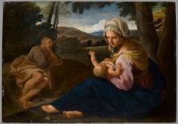 Le Repos de la Sainte Famille avec Saint Joseph dormant (Simone Cantarini) - Muzeo.com