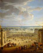Les Ecuries vue du château de Versailles (Jean-Baptiste Martin l'Ancien) - Muzeo.com