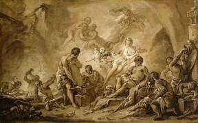 Les Forges de Vulcain. Esquisse en grisaille (François Boucher) - Muzeo.com
