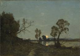 Lever de lune étang de Grand-Rue (Henri Joseph Harpignies) - Muzeo.com