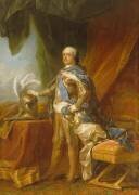 Louis XV (1710-1774), roi de France, en armure et manteau rouge, la main posée sur un heaume (Charles André van Loo) - Muzeo.com