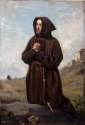 Moine brun, en prière, à genoux (Jean-Baptiste Camille Corot) - Muzeo.com