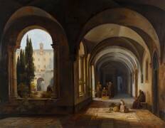 Moines dans le cloitre de S. Maria (Jodoens Sebastien van den...) - Muzeo.com