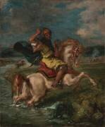 Moroccan Horseman Crossing a Ford (Eugène Delacroix) - Muzeo.com