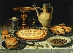Nature morte avec pâté, poule, aiguière, olives et pain (Clara Peeters) - Muzeo.com