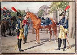 Officer and Guard of the Royal Guard in 1826 (French School) - Muzeo.com