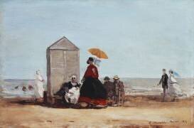 On the Beach at Trouville (Eugène Boudin) - Muzeo.com