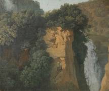 Overgrown Cliffs with a Waterfall in Italy, perhaps at Tivoli (Hendrik Voogd) - Muzeo.com