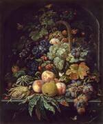 Panier de fleurs, fruits et insectes dans une niche (Abraham Mignon) - Muzeo.com