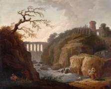 Paysage avec aqueduc et torrent, dit à tort Tivoli (Hubert Robert) - Muzeo.com