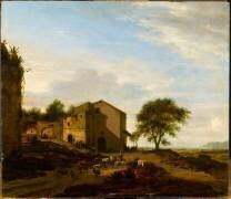 Paysage avec troupeau devant une fabrique (Adriaen van de Velde) - Muzeo.com