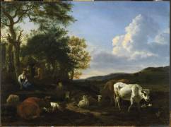 Paysage avec troupeau et hutte (Adriaen van de Velde) - Muzeo.com