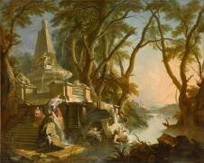 Paysage composé : la rivière (Jacques de Lajoue) - Muzeo.com