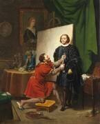 Pietro Aretino in the Studio of Tintoretto (Pierre-Nolasque Bergeret) - Muzeo.com