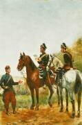 Police Officers on an Inspection Tour Checking a Serviceman in 1885 (Paul Emile Léon Perboyre) - Muzeo.com
