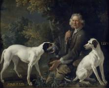 Portrait du garde-chasse La Forêt et de Fine-Lise et Lise, deux chiennes de la meute royale (Jean-Baptiste Oudry) - Muzeo.com