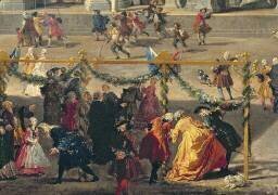 Preparation For the Firework Display Held at Piazza Navona, Rome, to Celebrate the Birth of the Dauphin (detail) (Giovanni Paolo Pannini) - Muzeo.com