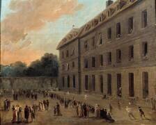 Recreation of prisoners in Saint Lazare: the balloon part (Hubert Robert) - Muzeo.com