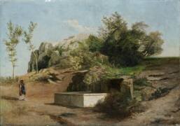Roman landscape with fountain (Arnold Böcklin) - Muzeo.com
