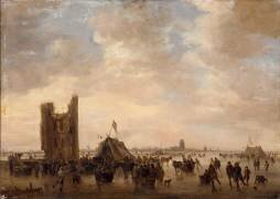 Scène de patinage près des ruines de la Huis te Merwede devant Dordrecht (Jan van Goyen) - Muzeo.com