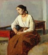 Seated Woman in Brown Skirt (Jean-Baptiste Camille Corot) - Muzeo.com