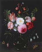 Spring Flowers in a glass vase (Jan van Kessel) - Muzeo.com