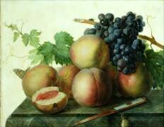 Still Life with Peaches and Grapes on Marble (Jan Frans van Dael) - Muzeo.com