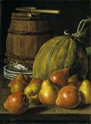 Still Life with Pears, Melons, Cask, and Plates with Fish (Luis Meléndez) - Muzeo.com