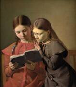 The Artist's Sisters Signe and Henriette Reading a Book (Constantin Hansen) - Muzeo.com