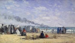 The Beach at Trouville at Bathing Time (Eugène Boudin) - Muzeo.com