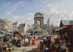 The Market and Fountain of the Innocents (John James Chalon) - Muzeo.com