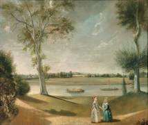 The Misses Garrick by the Thames at Hampton (Johan Zoffany) - Muzeo.com