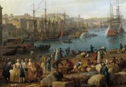 The port of Marseille in the 18th century Detail representing the unloading of goods (Joseph Vernet) - Muzeo.com