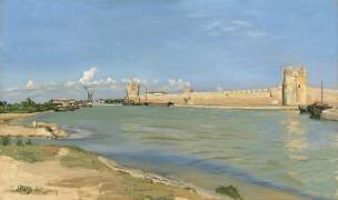 The Ramparts at Aigues-Mortes (Frédéric Bazille) - Muzeo.com