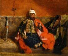 Turc fumant, assis sur un divan (Eugène Delacroix) - Muzeo.com