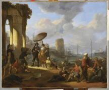 Un Port de mer en Italie (Johannes Lingelbach) - Muzeo.com