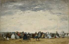 Vacationers on the Beach at Trouville (Eugène Boudin) - Muzeo.com