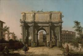 View of the Arch of Constantine with the Colosseum (Canaletto) - Muzeo.com