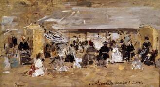 View of the beach of Deauville in Normandy (Eugène Boudin) - Muzeo.com