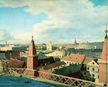 View of the city of Berlin with Altes Museum and Cathedrale from the roof of the Church of Friedrichswerder (Johann Philipp Eduard Gartner) - Muzeo.com