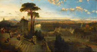 Vue de Rome au crépuscule prise du couvent San Onofrio sur le mont Janicule (David Roberts) - Muzeo.com