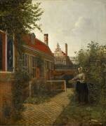 Woman with a basket of beans in the vegetable garden (Pieter de Hooch) - Muzeo.com