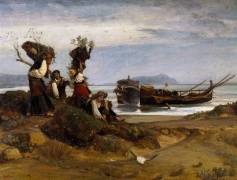 Women loading wood in the port of Anzio (Giovanni Costa) - Muzeo.com