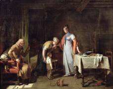 Young Woman Helping an Unfortunate Family (Martin Drolling) - Muzeo.com