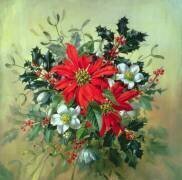 A Christmas arrangement with holly, mistletoe and other winter flowers (Albert Williams) - Muzeo.com